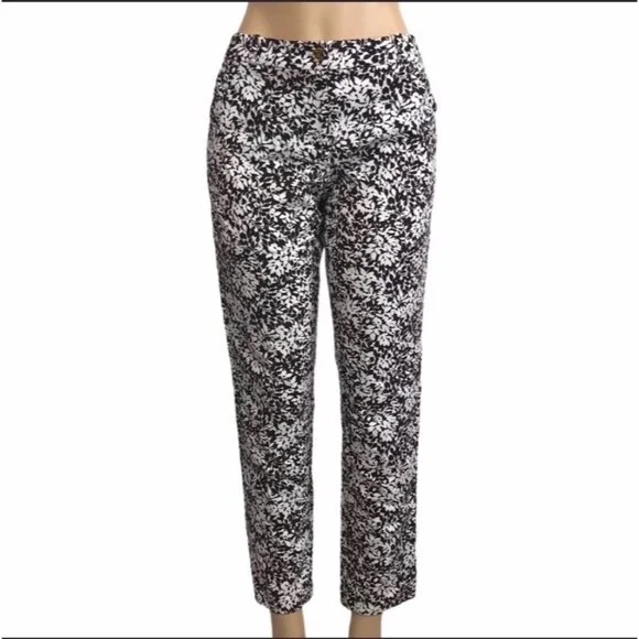MICHAEL MICHAEL KORS Leafy Patterned Ankle Pants 10 - Picture 1 of 8